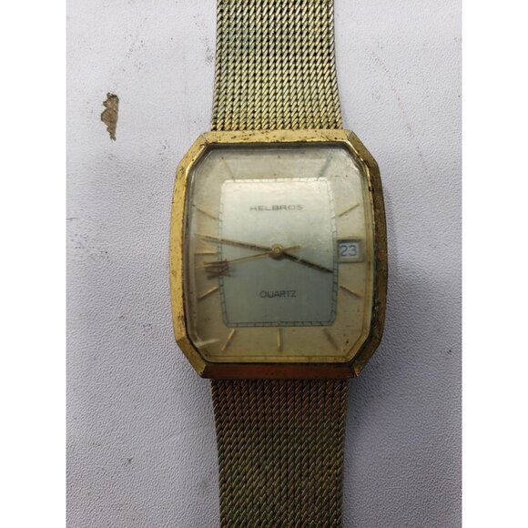 Helbros 56621 Quartz Gold Plated Watch Base Metal Bezel 555415 87-1  Untested main image 5